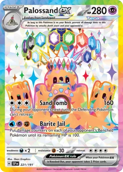 Palossand ex Pokemon card from Surging Sparks, card number 221