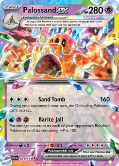 Palossand ex Pokemon card from Surging Sparks, card number 91