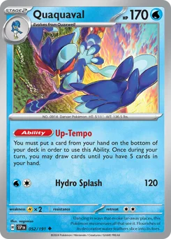 Quaquaval Pokemon card from Surging Sparks, card number 52