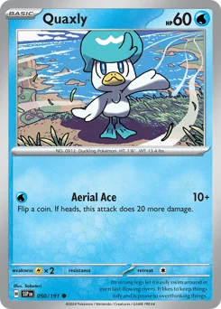 Quaxly Pokemon card from Surging Sparks, card number 50