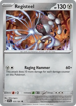 Registeel Pokemon card from Surging Sparks, card number 125