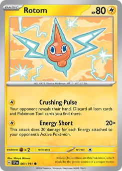 Rotom Pokemon card from Surging Sparks, card number 61