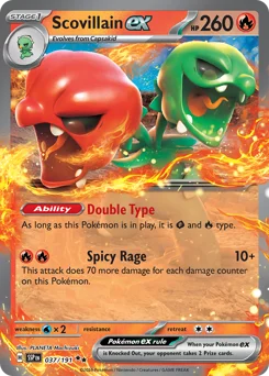Scovillain ex Pokemon card from Surging Sparks, card number 37