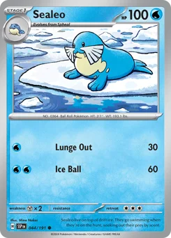 Sealeo Pokemon card from Surging Sparks, card number 44