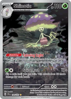 Shiinotic Pokemon card from Surging Sparks, card number 194