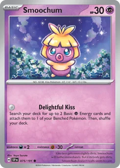 Smoochum Pokemon card from Surging Sparks, card number 75