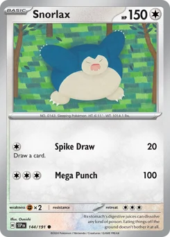 Snorlax Pokemon card from Surging Sparks, card number 144