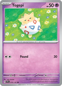 Togepi Pokemon card from Surging Sparks, card number 70