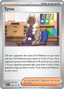 Tyme Pokemon card from Surging Sparks, card number 190