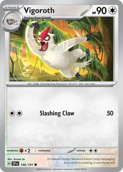 Vigoroth Pokemon card from Surging Sparks, card number 146