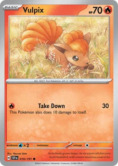 Vulpix Pokemon card from Surging Sparks, card number 16