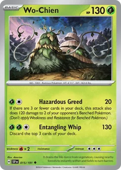 Wo-Chien Pokemon card from Surging Sparks, card number 15