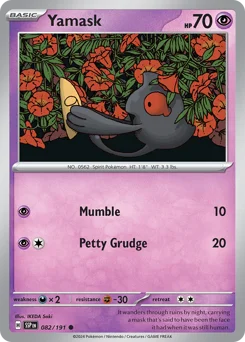 Yamask Pokemon card from Surging Sparks, card number 82