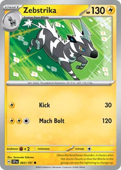 Zebstrika Pokemon card from Surging Sparks, card number 63