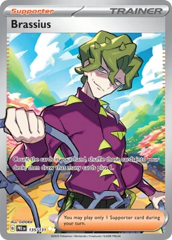 Brassius Pokemon card from Prismatic Evolutions, card number 135