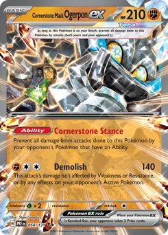 Cornerstone Mask Ogerpon ex Pokemon card from Prismatic Evolutions, card number 58
