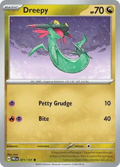 Dreepy Pokemon card from Prismatic Evolutions, card number 71