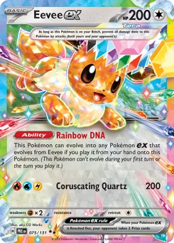 Eevee ex Pokemon card from Prismatic Evolutions, card number 75