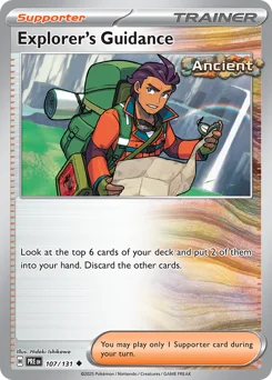 Explorer's Guidance Pokemon card from Prismatic Evolutions, card number 107