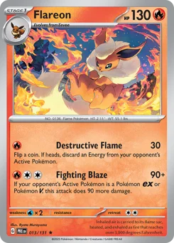 Flareon Pokemon card from Prismatic Evolutions, card number 13