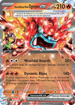 Hearthflame Mask Ogerpon ex Pokemon card from Prismatic Evolutions, card number 17
