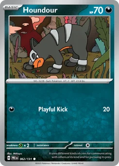 Houndour Pokemon card from Prismatic Evolutions, card number 62