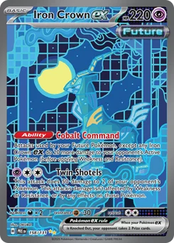 Iron Crown ex Pokemon card from Prismatic Evolutions, card number 158
