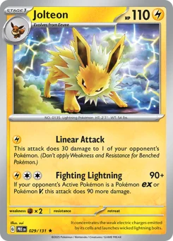 Jolteon Pokemon card from Prismatic Evolutions, card number 29
