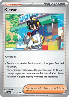 Kieran Pokemon card from Prismatic Evolutions, card number 113