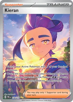 Kieran Pokemon card from Prismatic Evolutions, card number 174