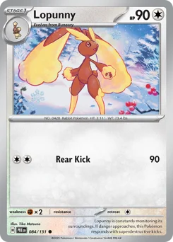 Lopunny Pokemon card from Prismatic Evolutions, card number 84