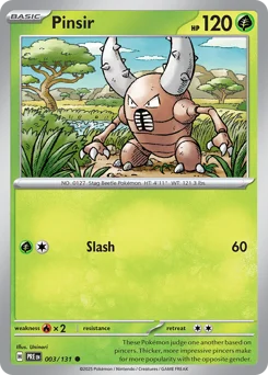 Pinsir Pokemon card from Prismatic Evolutions, card number 3