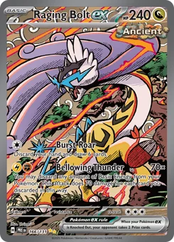 Raging Bolt ex Pokemon card from Prismatic Evolutions, card number 166