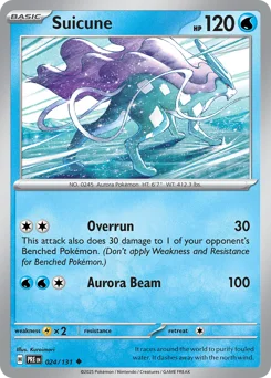 Suicune Pokemon card from Prismatic Evolutions, card number 24