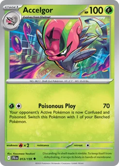 Accelgor Pokemon card from Journey Together, card number 13