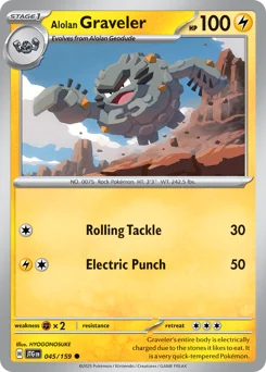 Alolan Graveler Pokemon card from Journey Together, card number 45