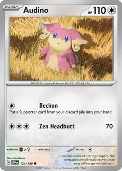 Audino Pokemon card from Journey Together, card number 124