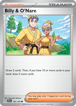 Billy & O'Nare Pokemon card from Journey Together, card number 142