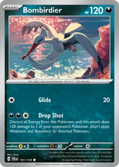 Bombirdier Pokemon card from Journey Together, card number 101