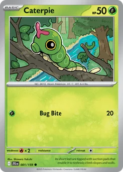 Caterpie Pokemon card from Journey Together, card number 1