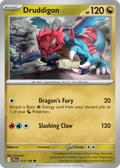 Druddigon Pokemon card from Journey Together, card number 115
