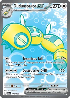 Dudunsparce ex Pokemon card from Journey Together, card number 178