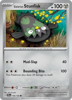 Galarian Stunfisk Pokemon card from Journey Together, card number 106