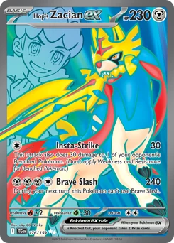 Hop's Zacian ex Pokemon card from Journey Together, card number 176