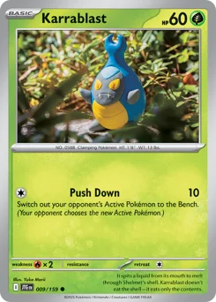 Karrablast Pokemon card from Journey Together, card number 9