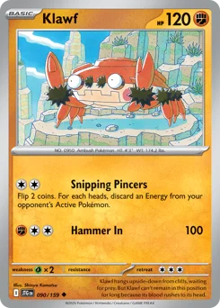 Klawf Pokemon card from Journey Together, card number 90