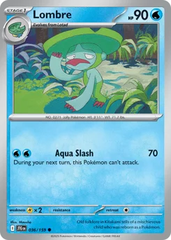 Lombre Pokemon card from Journey Together, card number 36
