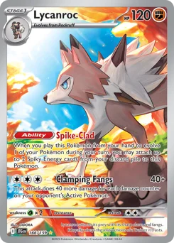 Lycanroc Pokemon card from Journey Together, card number 166