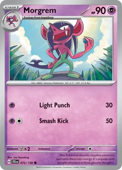 Morgrem Pokemon card from Journey Together, card number 72