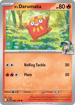 N's Darumaka Pokemon card from Journey Together, card number 26